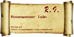 Rosenwasser Iván névjegykártya